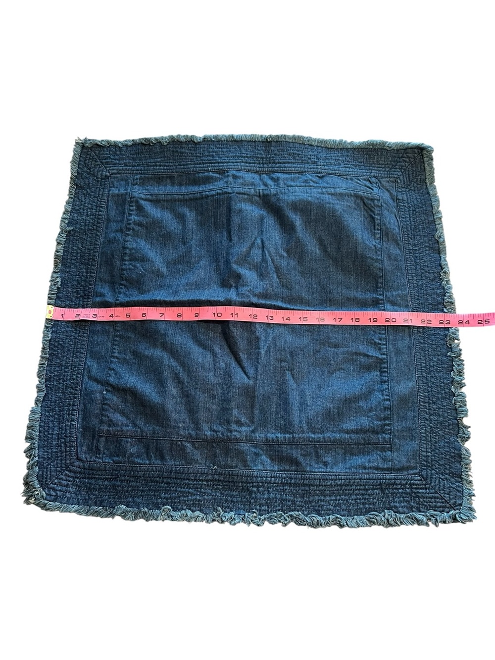 Pottery Barn Blue Denim Frayed Pillow Cover 17” Square - Set of 2 - Picture 5 of 5